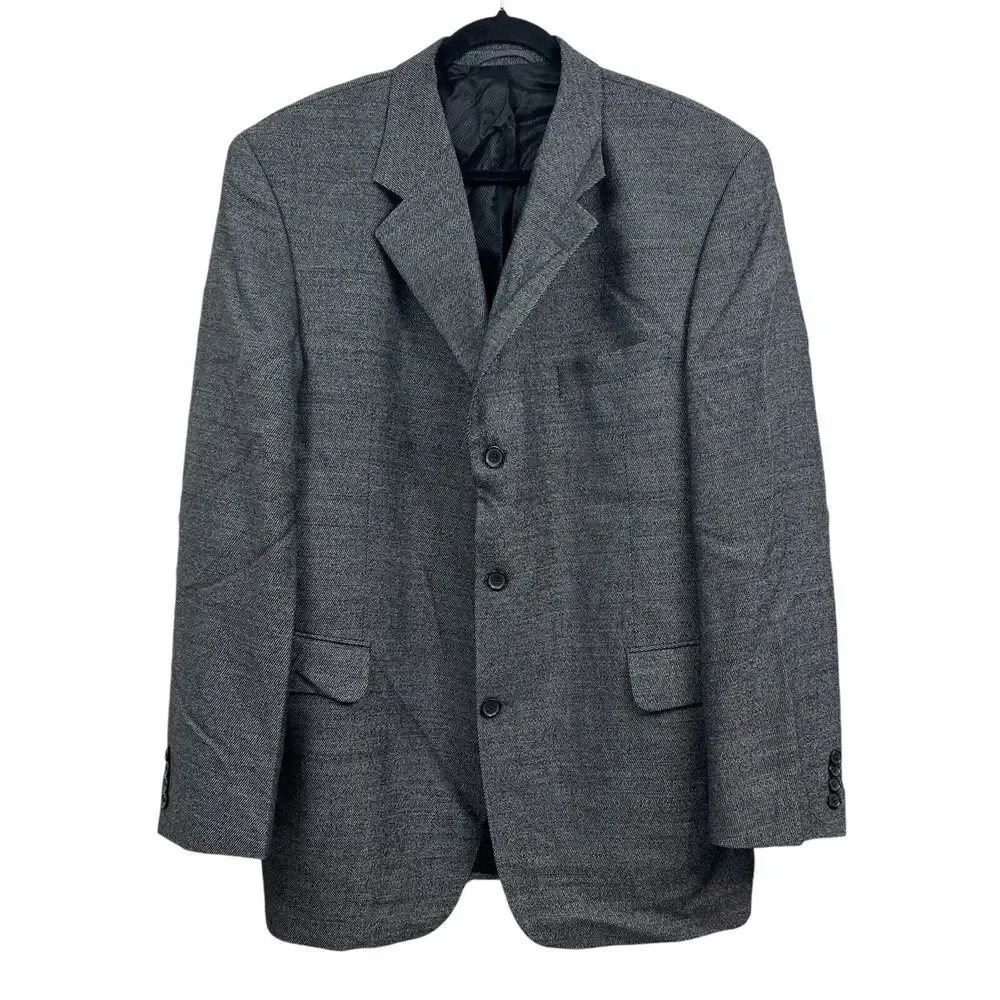 Atelier Tornio Mens Virgin Wool Suit Blazer Suit Ventless‎ Pockets Gray Sz 44L